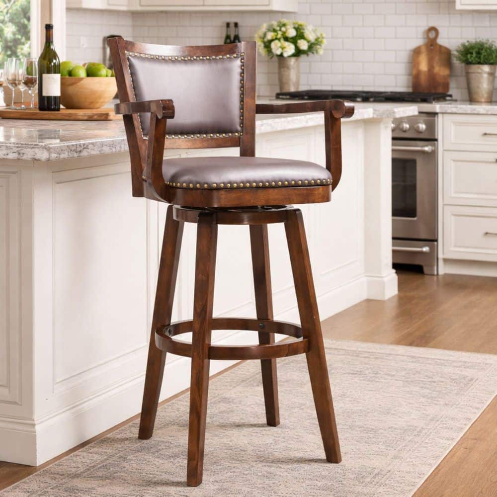 Boraam Broadmoor 34 in. Cappuccino Wood Swivel Extra Tall Barstool