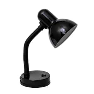 13.85 in. Black Basic Metal Desk Lamp with Flexible Hose Neck