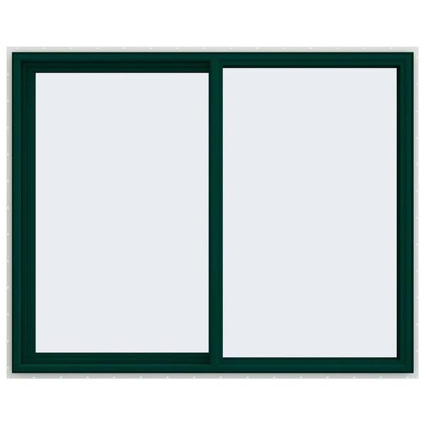 JELD-WEN 59.5 in. x 47.5 in. V-4500 Series Green Painted Vinyl Left-Handed Sliding Window with Fiberglass Mesh Screen