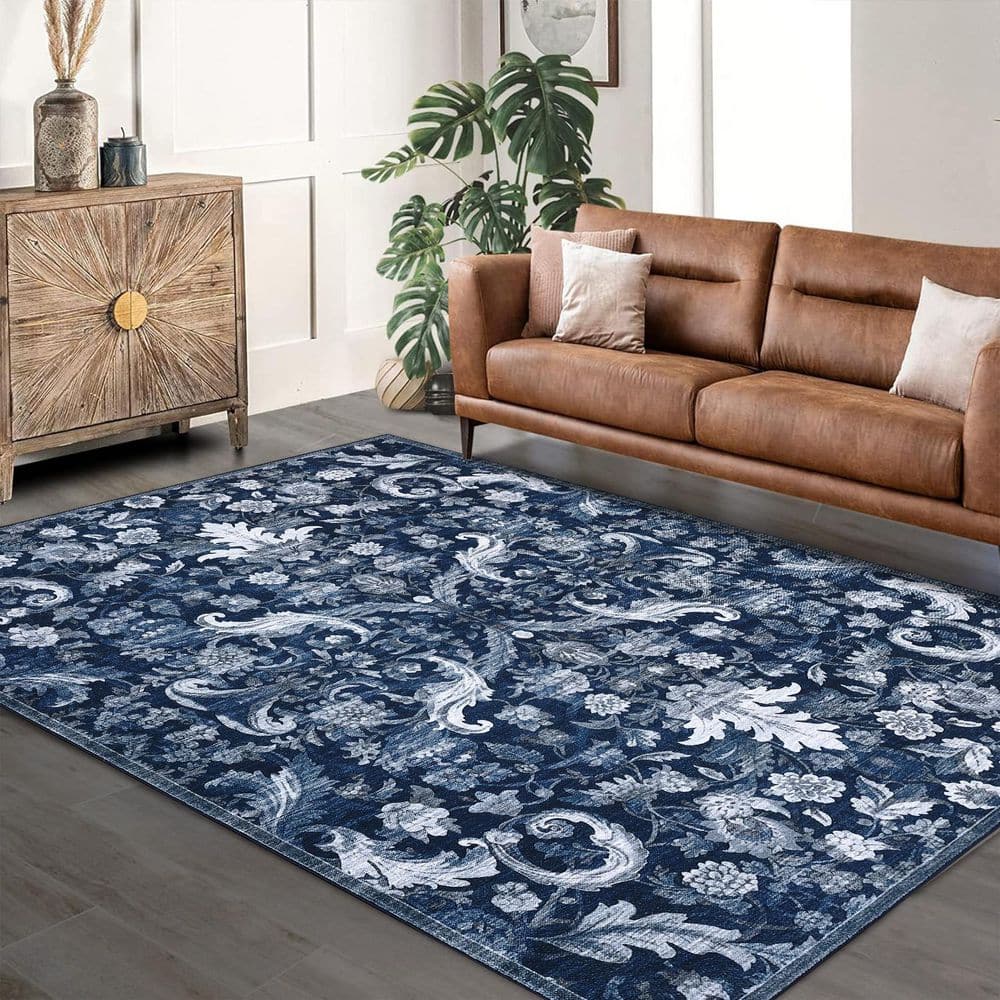 Persian 9 ft. x 12 ft. Dark Blue Vintage Area Rug YVE-PHK_33BXHAHL ...