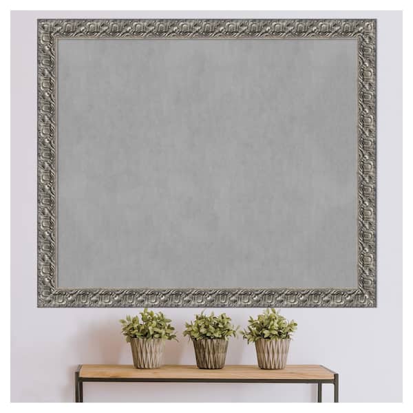 Amanti Art Brown Framed Magnetic Board 26x42 Large Vision Board For Use With Magnets, 100% Metal Sheet To Display Items As Office Decor Or For Home Organization In Mudroom, Kitchen Or