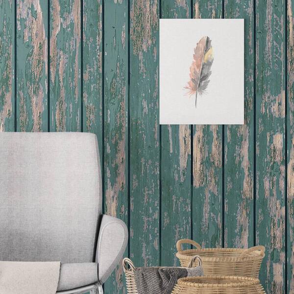 Jetty Home 8 in. x 10 in. "Watercolor Brown Feather" Printed Wall Art