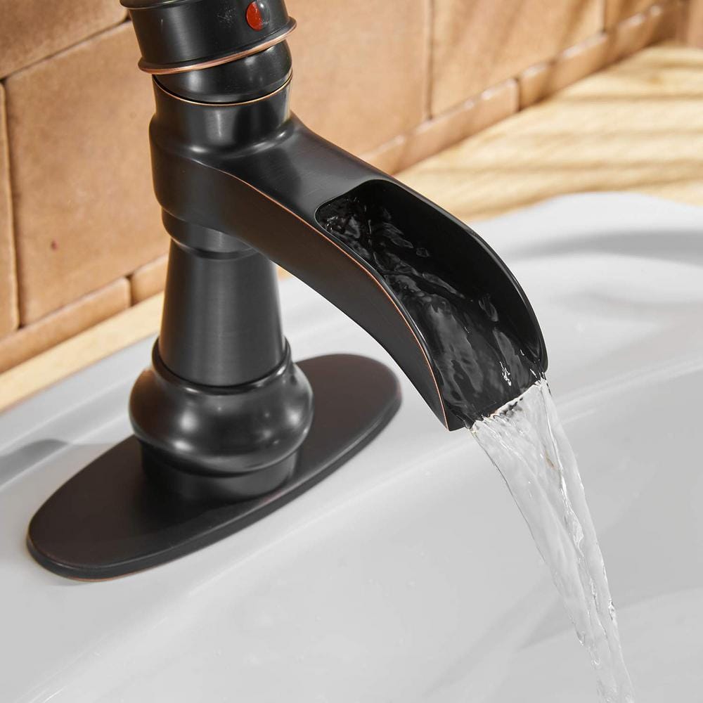 Oil Rubbed Bronze Single Handle Waterfall Bathroom Faucet