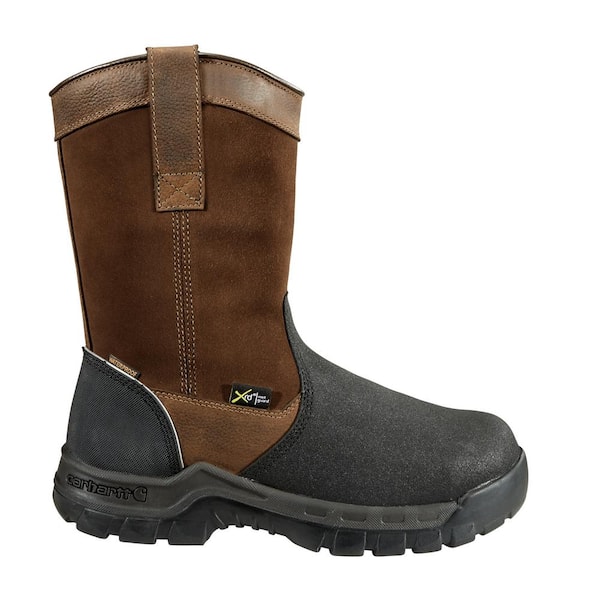 Carhartt Rugged Flex Men's 09.5M Brown Leather Waterproof Internal Met Guard Composite Safety Toe Pull-On Work Boot