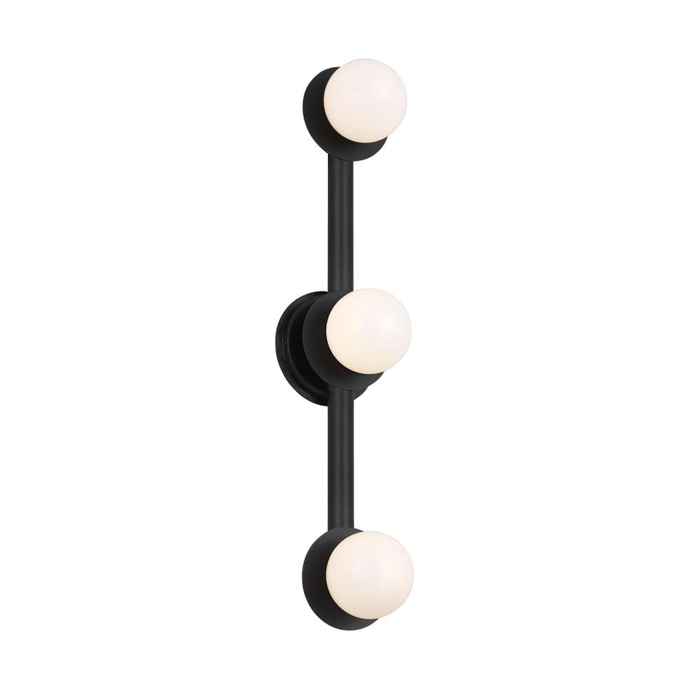Nodes 32 in. 3-Light Midnight Black Contemporary Vanity Light with Milk Glass Shades price history on PriceWatchPro