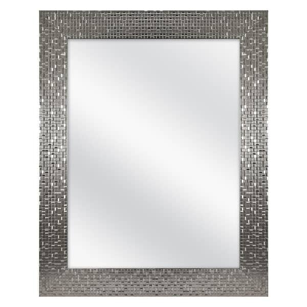 Photo 1 of 24 in. W x 30 in. H Fog Free Silver Framed Recessed/Surface Mount Bathroom Medicine Cabinet with Mirror