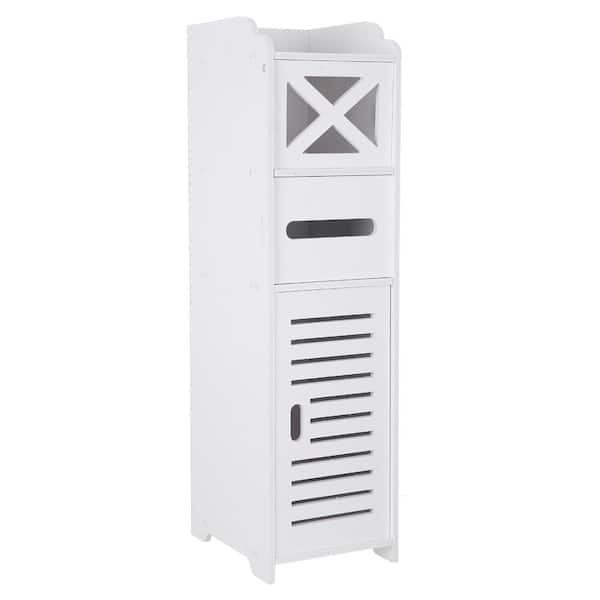 Winado 7.9 in. W x 9.8 in. D x 29.1 in. H Sigle Door Floor Linen Cabinet in White