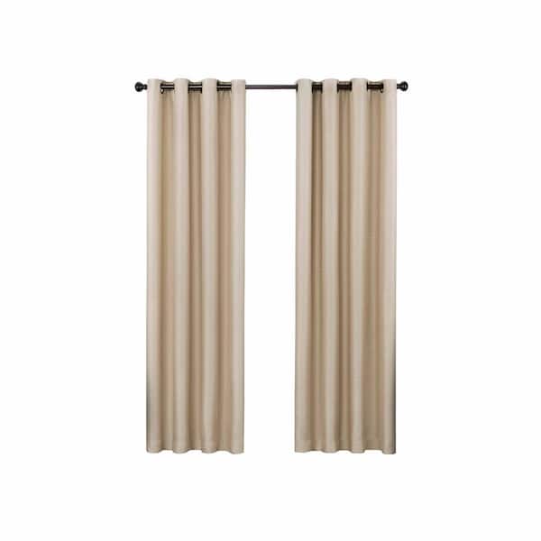 Eclipse Bryson Thermaweave Latte Solid Polyester 52 in. W x 84 in. L Room Darkening Single Grommet Top Curtain Panel