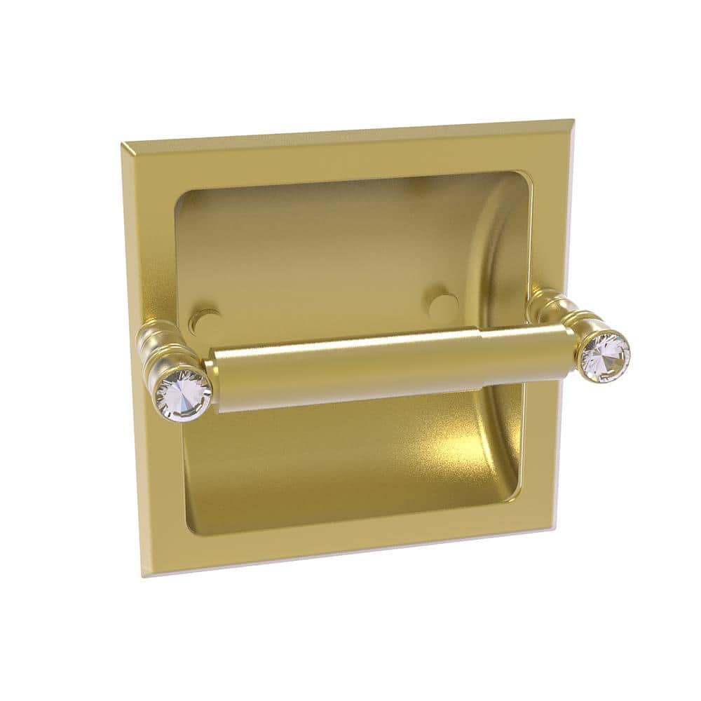 Carolina Crystal Recessed Toilet Paper Holder in Satin Brass -  Allied Brass, CC-24C-SBR