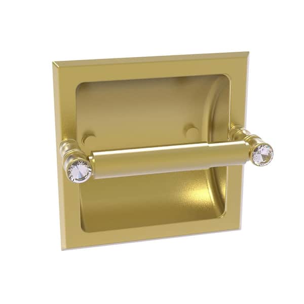 Allied Brass Carolina Crystal Recessed Toilet Paper Holder in Satin Brass