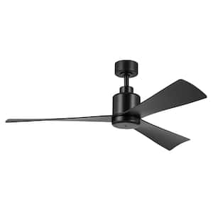 True 52 in. Indoor/Outdoor Satin Black Downrod Mount Ceiling Fan with Remote