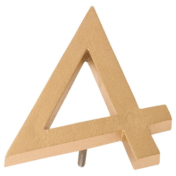 Montague Metal Products 4 in. Gold Aluminum Floating or Flat Modern House Number 4