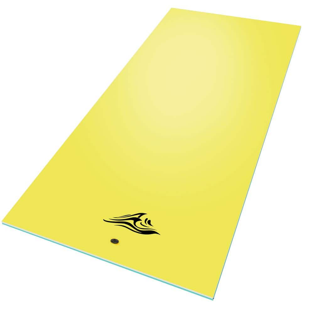 12 ft. x 6 ft. Yellow Floating Water Mat, Water Lily Pad with Storage Strap