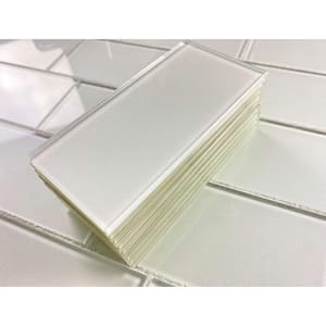 Transitional Design Straight Edge Subway 3 in. x 6 in. Glossy White Glass Tile Sample