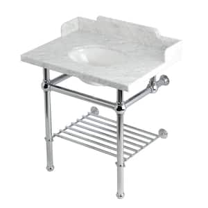 Pemberton 30 in. Marble Console Sink with Brass Legs in Marble White Polished Chrome