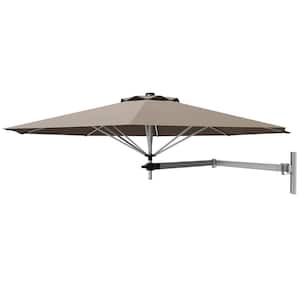 8 ft. Cantilever Patio Wall Mounted Umbrella Parsol with Adjustable Pole in Tan
