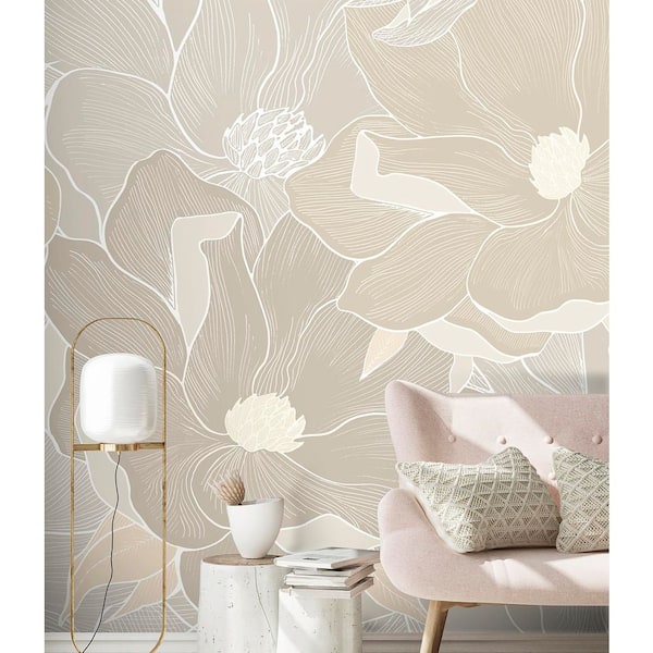 Soft Magnolia Taupe Wall Mural