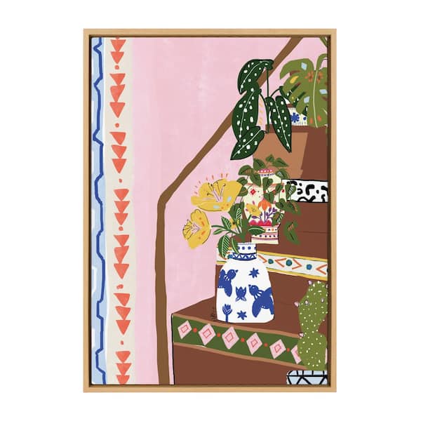 Kate and Laurel Sylvie Bohemian Stairs by Alja Horvat Framed Canvas Nature Art Print 23 in. x 33 in .