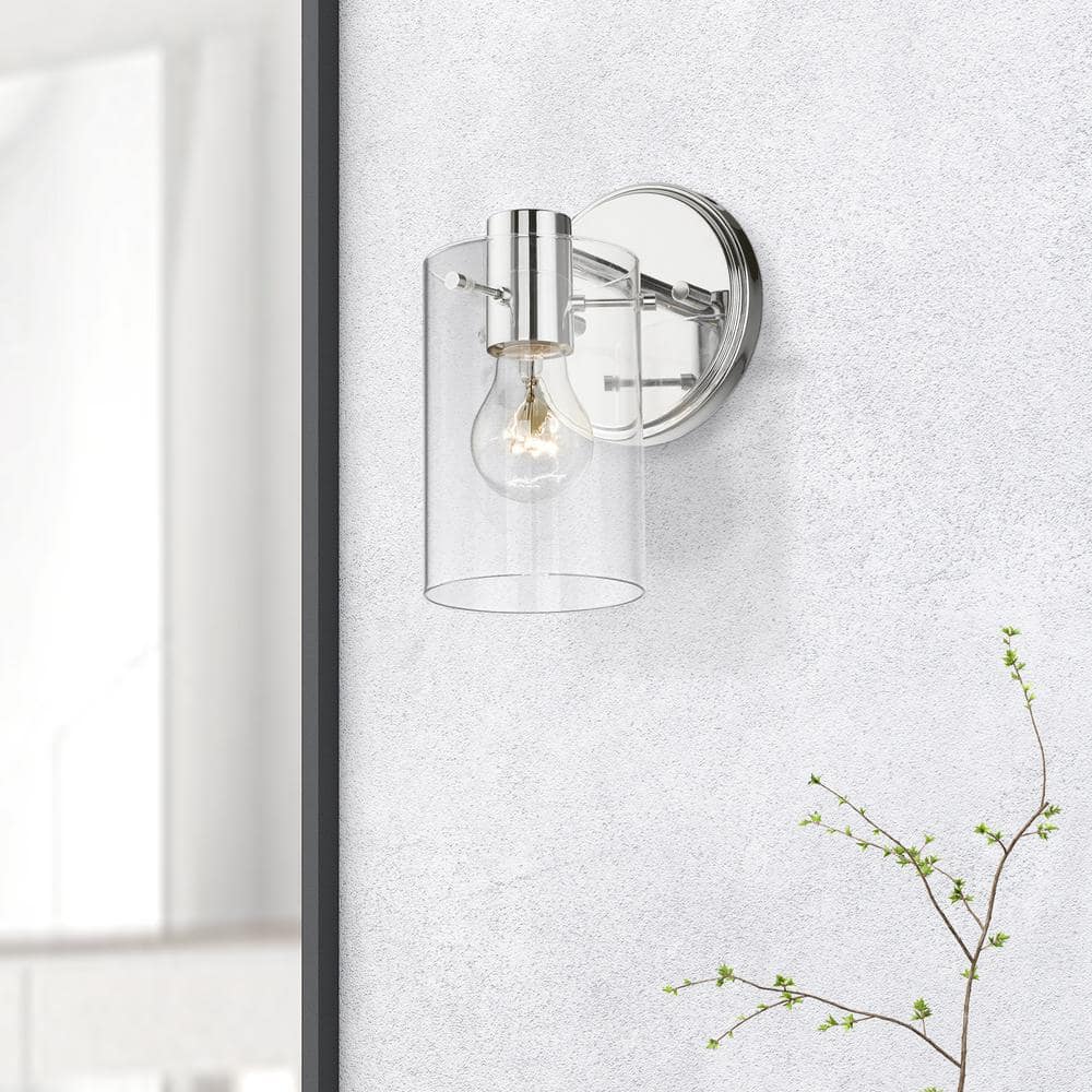Polished Chrome Clear Glass Single Light Sconce