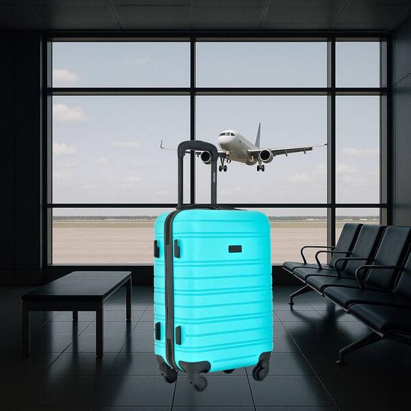 Kensie 20 in. Pool Blue Rolling Hard Case Carry-On with Luggage