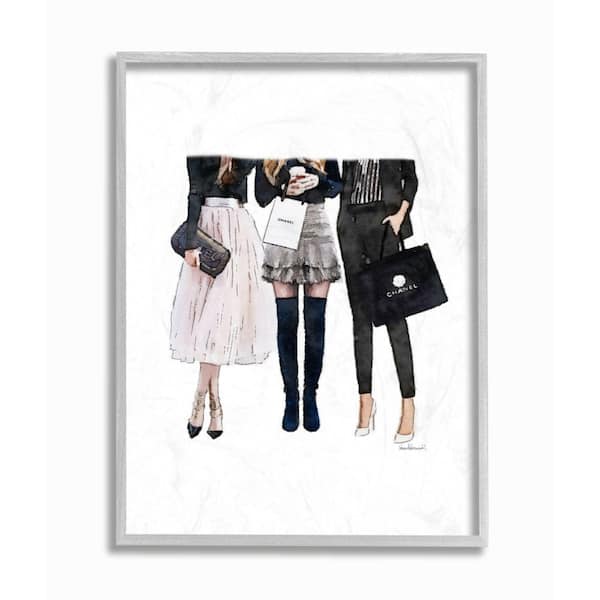 Elegant Glam Fashion Floral Bag on Bookstack Stupell Industries Format: Black Framed, Size: 20 H x 16 W