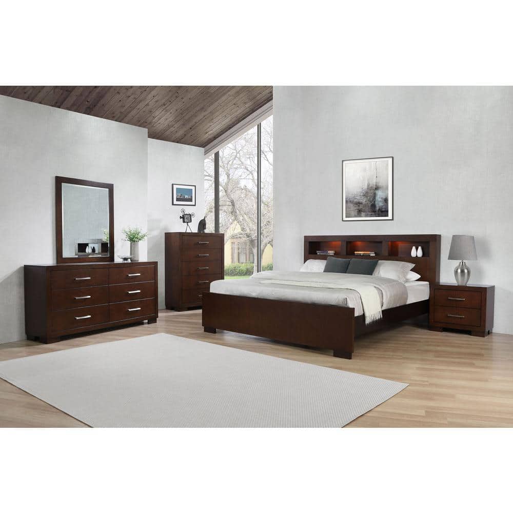 Majestic Cappuccino Queen Bed with Cubby Storage Headboard