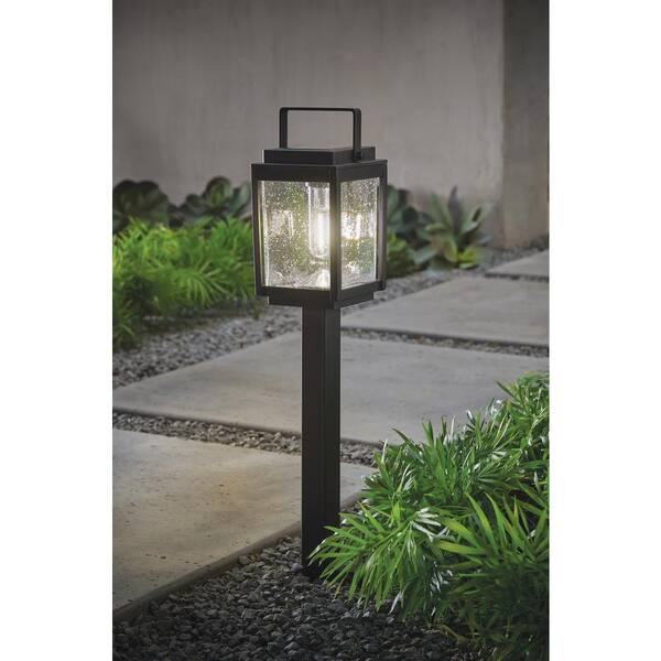 Home Decorators Collection Leeds 20 Lumen Black LED Weather Resistant Outdoor Solar Path Light with Glass Lens