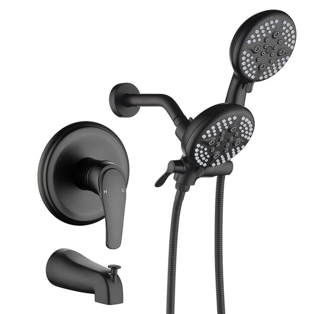 Single Handle 5-Spray 2-in-1 Wall Mount Tub and Shower Faucet 1.8 GPM Brass Shower System in Matte Black Valve Included price history on PriceWatchPro