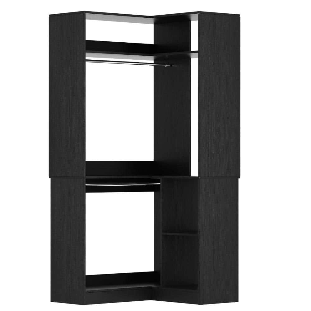 34'' Corner Closet System with Shelves and Hanging Rods, Wood Walk-in L Shaped Closet System, Black price history on PriceWatchPro