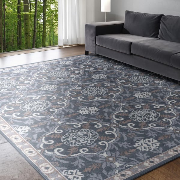 Hampton Brocade Gray 4 ft. x 6 ft. Indoor Area Rug