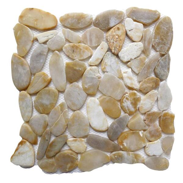 Islander Golden Sapphire 12 in. x 12 in. Sliced Natural Pebble Stone Floor and Wall Tile