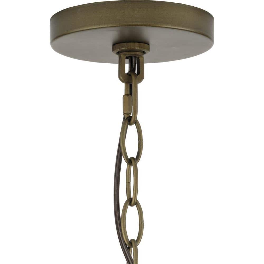 Aged Brass 3-Light Pendant with Woven Metal and Rattan Cage