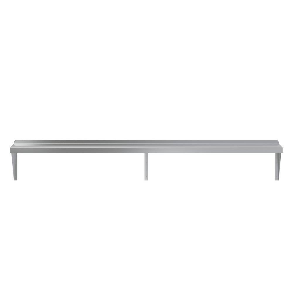 72" Stainless Steel Floating Wall Shelf with Brackets