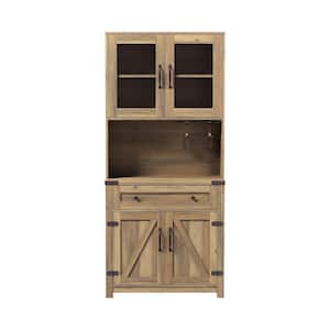 Light Brown 6-Shelf Wood Pantry Organizer Storage Cabinet