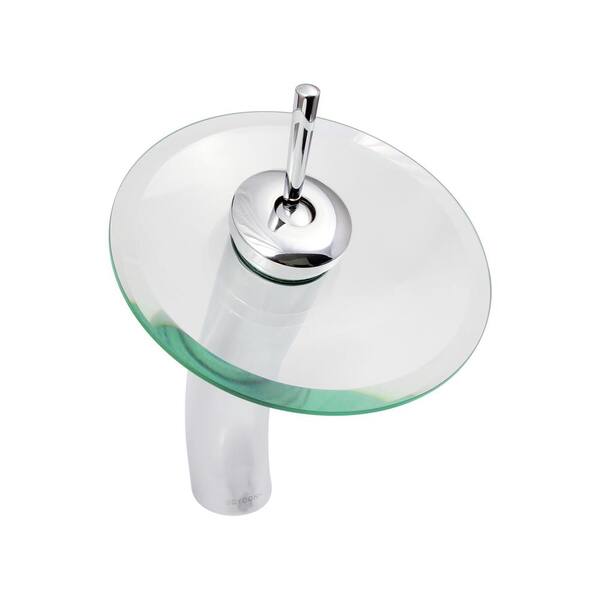 Dyconn Whitewater 11.5 in. Single Hole Single-Handle Glass Waterfall Vessel Bathroom Faucet in Polished Chrome