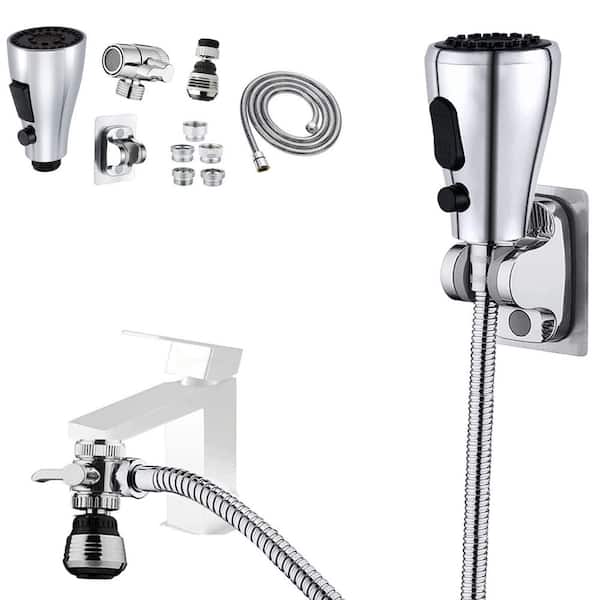 7 in. H x 3.5 in. W x 2.5 in. D 3-Mode Kitchen Sink Sprayer Set, Stainless Steel Faucet Attachment with Brass Diverter