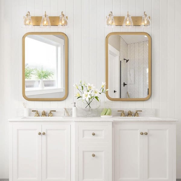 Lnc Modern 3 Light Gold Wall Sconce Interior Vanity Bath Bar Powder Room With Clear Glass Shades Llmfeehl13592au The Home Depot Lnc Modern 3 Light Gold Wall Sconce, Modern Vanity Bar Lights