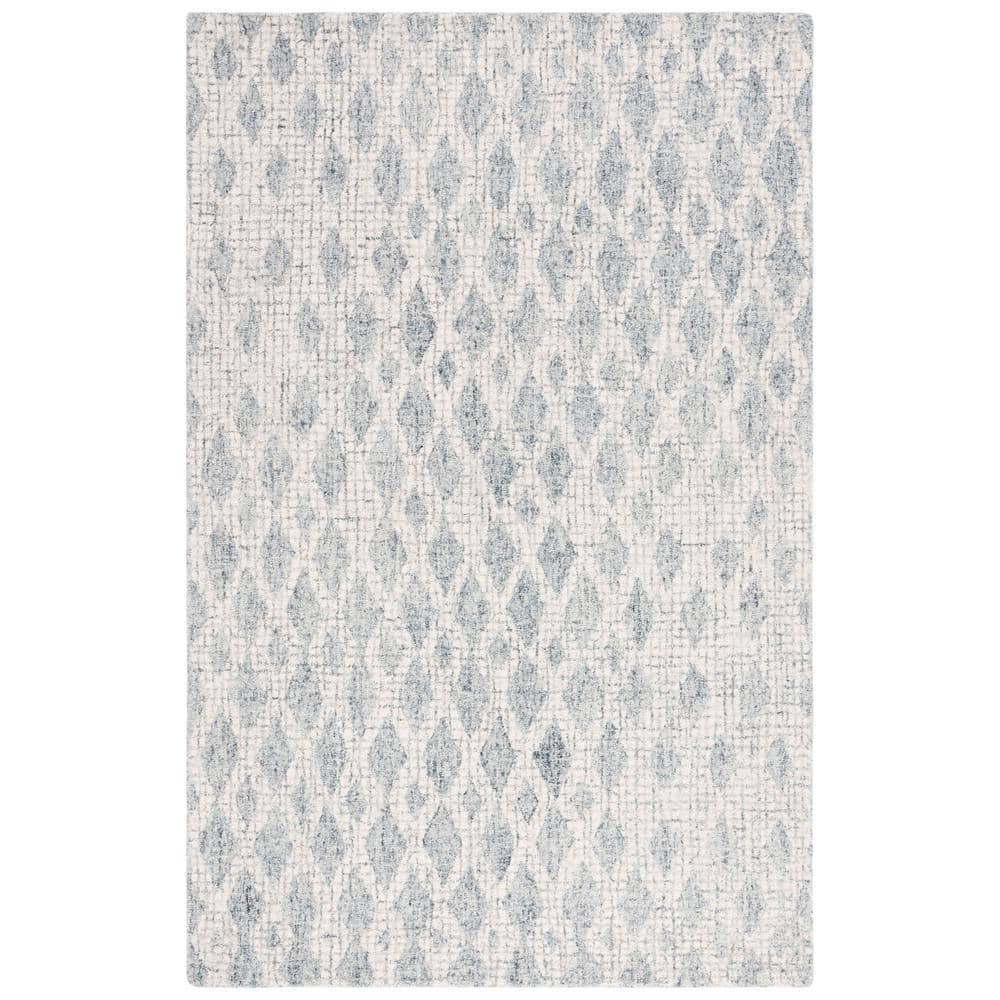 Gray Abstract Handmade Tufted Wool 4' x 6' Rug