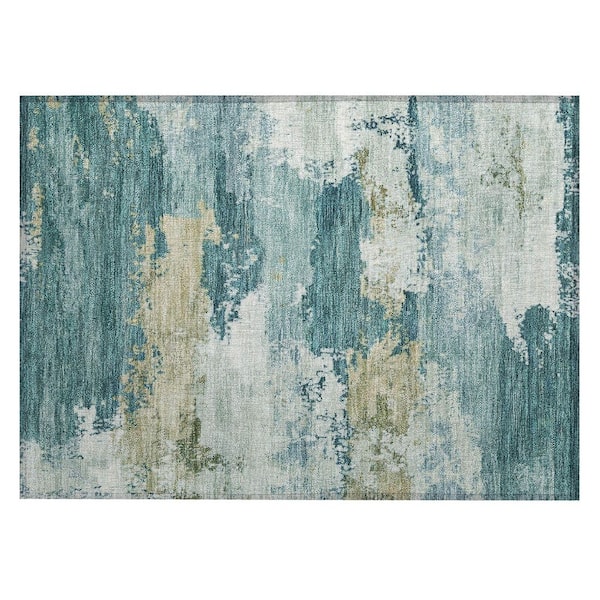 Chantille Machine Washable Indoor/Outdoor Abstract ACN2372 Teal 2 ft. x 3 ft. Accent Rug