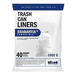 6 Gal. to 8 Gal. 16.42 in. x 29.93 in. White Drawstring Trash Bags Brabantia Code G Compatible (40-Count)