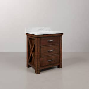 Aberdeen 30 in. W x 22 in. D Vanity in Rustic Sienna with Marble Vanity Top in White with White Basin