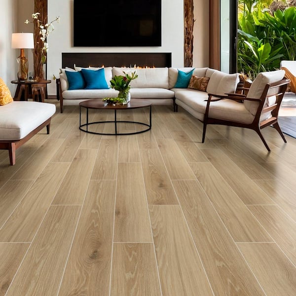 Modena Natural Beige 9 in. x 47 in. Matte Porcelain Wood Look Floor and Wall Tile (432 sq. ft. /Pallet)