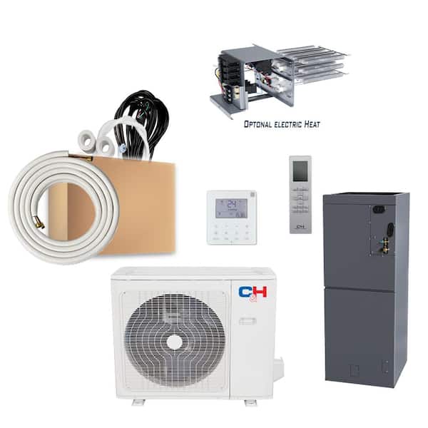 COOPER & HUNTER Multi Position 24,000 BTU 2-Ton Mini Split 21 SEER Duct Air Conditioner with Heat Pump and Install Kit 230-Volt
