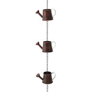 8.5 ft. 11-Piece Faux Copper Watering Pot Rain Chain with V-Shaped Gutter Clip