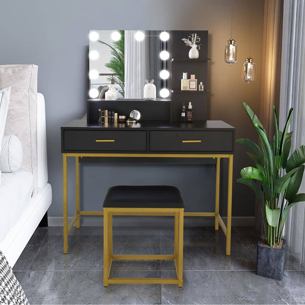Black Particleboard Makeup Vanity Set with Adjustable Mirror price history on PriceWatchPro