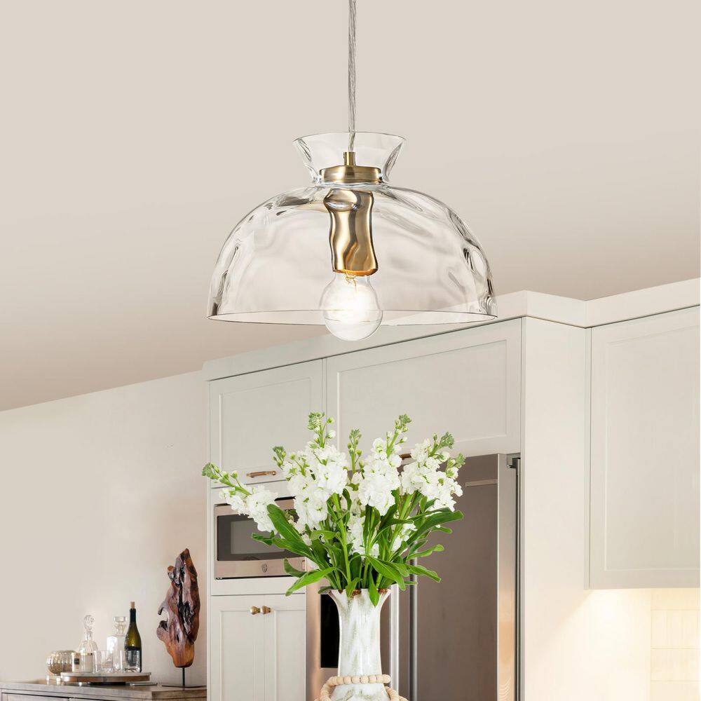 10.63 in. 1-Light Modern Gold Semi-Circular Pendant Light with Clear Glass Shade for Kitchen Island, Bedroom price history on PriceWatchPro