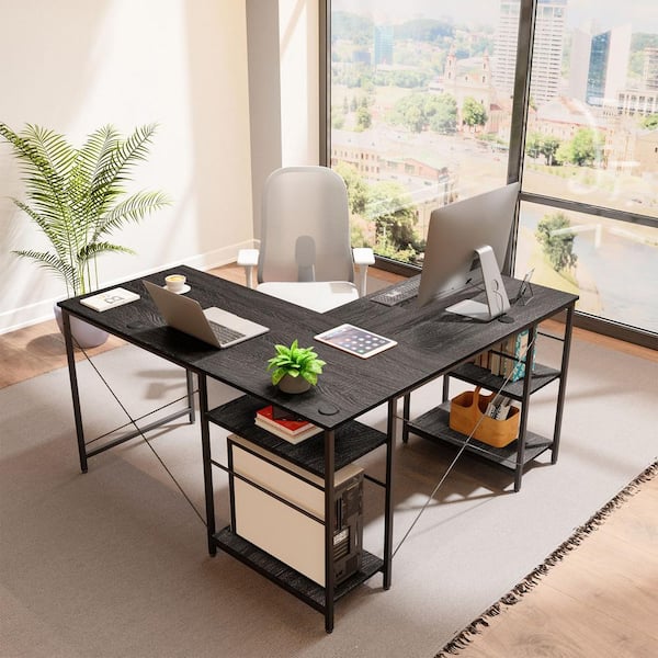 Bestier 55.1 in. Charcoal L-Shaped Computer Desk D464Y-CHAL - The Home ...