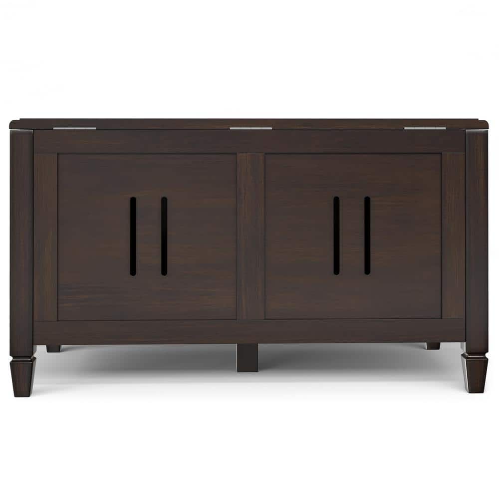 Chestnut Brown Solid Wood Storage Bench Trunk with Safety Hinges