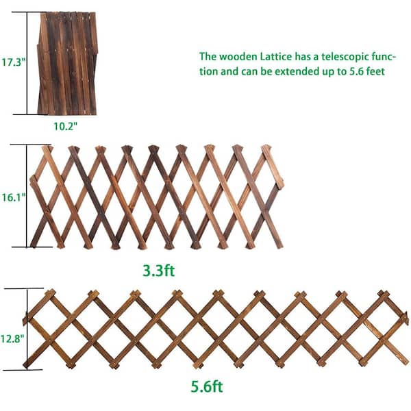 OGETFUUR 12.8 in. H x 67.2 in. W Expandable Wooden Lattice Wall