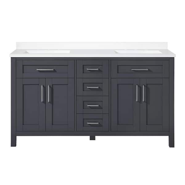 OVE Decors Tahoe 60 in. W x 21 in. D x 34 in. H Double Sink Bath